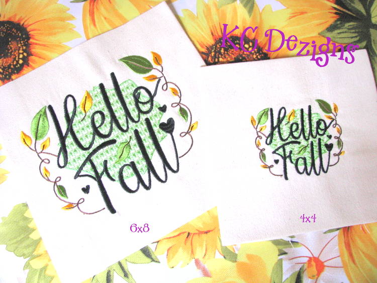 Hello Fall Leaves Embroidery